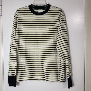 AIME LEON DORE YELLOW STRIPED LONG SLEEVE CREW NECK SHIRT LARGE